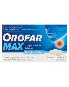 Orofar MAX, 2 mg + 1 mg, pastylki twarde, 20 szt.