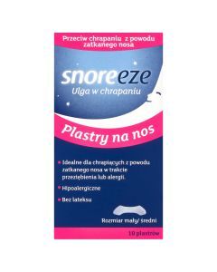 Snoreeze, Plastry na nos ulga w chrapaniu, rozmiar mały-średni, 10 szt.