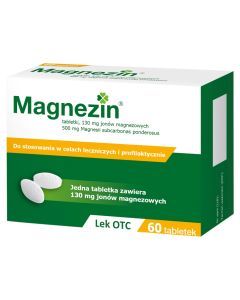 Magnezin, 130 mg jonów magnezowych, tabletki, 60 szt.