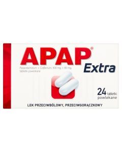 Apap Extra, 500 mg + 65 mg, tabletki powlekane, 24 szt.
