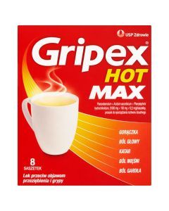 Gripex Hot MAX, proszek do sporządzenia roztworu doustnego, 8 saszetek