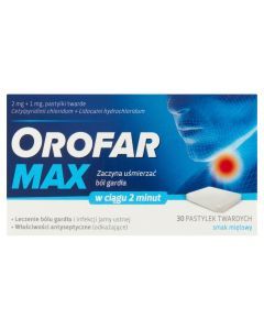 Orofar MAX, 2 mg+1 mg, pastylki twarde, 30 szt.