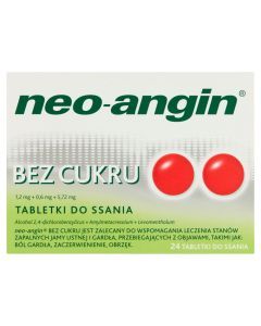 Neo-Angin bez cukru, tabletki do ssania, 24 szt.
