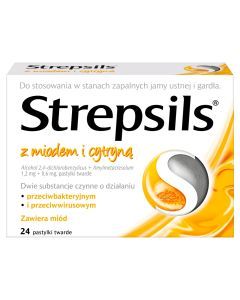 Strepsils z miodem i cytryną, pastylki twarde, 24 szt.