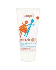 Ziaja Maziajki, żel do zębów dla dzieci bez fluoru, smak gumy balonowej, 50 ml