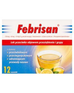 Febrisan, proszek musujący o smaku cytrynowym, 5 g, saszetki, 12 szt.