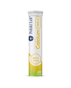 Calcium + witamina C, tabletki musujące o smaku cytrynowym, 20 szt.