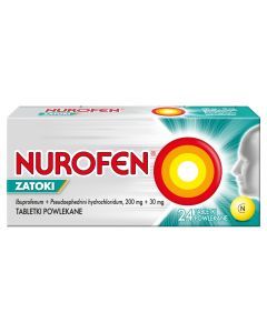 Nurofen Zatoki, 200 mg + 30 mg, tabletki powlekane, 24 szt.