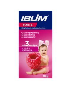 Ibum forte, 200 mg/5 ml, zawiesina doustna o smaku malinowym, 100 g