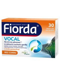 Fiorda Vocal o smaku pomarańczy, pastylki do ssania, 30 szt.