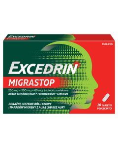 Excedrin MigraStop, 250 mg + 250 mg + 65 mg, tabletki powlekane, 10 szt.
