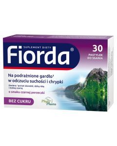 Fiorda, pastylki do ssania o smaku czarnej porzeczki, 30 szt.