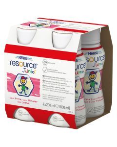 Resource Junior, płyn o smaku truskawkowym, 4 x 200 ml