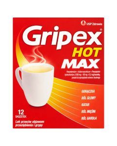 Gripex Hot MAX, proszek do sporządzania roztworu doustnego, 12 saszetek