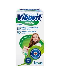 Vibovit Uczeń, tabletki do ssania, smak owoce leśne, od 8 lat, 30 szt.