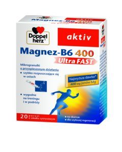 Doppelherz aktiv Magnez-B6 UltraFAST 400, granulki musujące w saszetkach, 20 szt.
