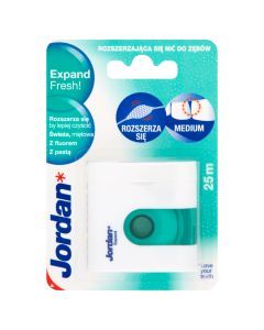 Jordan, Expand Fresh, rozszerzająca się nić do zębów, medium, 25 metrów