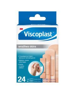 Viscoplast, wrażliwa skóra, plastry, 4 rozmiary, 24 szt.