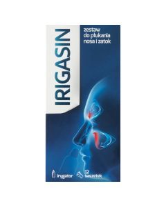Irigasin, zestaw do płukania nosa i zatok, 12 saszetek + irygator 
