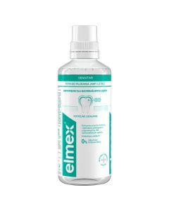 Elmex Sensitive Plus, płyn do płukania jamy ustnej z aminofluorkiem, bez alkoholu, 400 ml