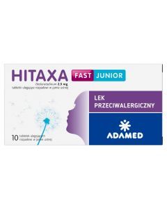 Hitaxa Fast Junior, 2,5 mg, tabletki ulegające rozpadowi w jamie ustnej, 10 szt.