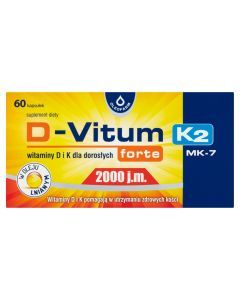 D-Vitum Forte 2000 j.m. K2 MK-7, witaminy D i K dla dorosłych forte, kapsułki, 60 szt.