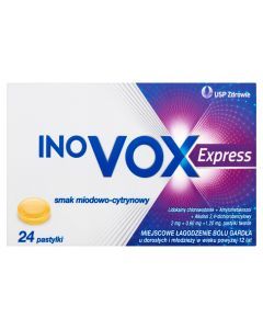 Inovox Express, pastylki twarde, smak miodowo-cytrynowy, 24 szt.