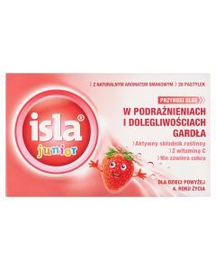 Isla junior, pastylki do ssania, o smaku truskawkowym, 20 szt.