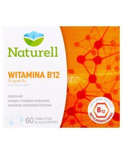 Naturell Witamina B12, 10 µg, tabletki do rozgryzania i żucia, 60 szt.