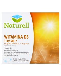 Naturell Witamina D3 + K2 MK-7, tabletki do ssania, 60 szt.