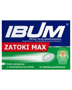 Ibum Zatoki Max, 400 mg + 60 mg, tabletki powlekane, 12 szt.