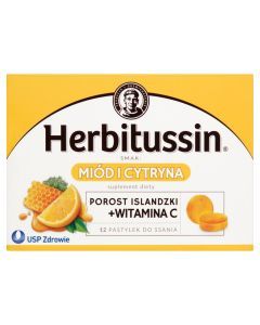 Herbitussin smak Miód i Cytryna, pastylki do ssania, 12 szt.