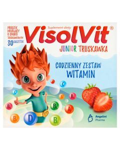 Visolvit Junior Truskawka, saszetki z proszkiem musującym, 30 szt.