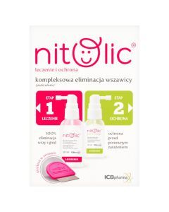 Pipi Nitolic, zestaw, leczenie i ochrona przeciw wszawicy 50 ml + 30 ml + grzebień