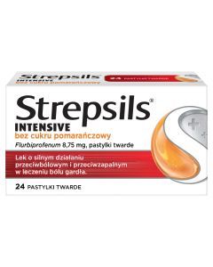 Strepsils Intensive bez cukru pomarańczowy, 8,75 mg, pastylki twarde, 24 szt.