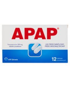 Apap, 500 mg, tabletki powlekane, 12 szt.