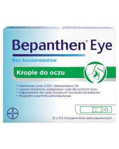 Bepanthen Eye, krople do oczu, pojemniki jednodawkowe, 0,5 ml, 10 szt.