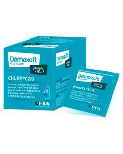 Demoxoft Plus Clean, chusteczki do specjalistycznej higieny powiek i skóry wokół oczu, 20 szt