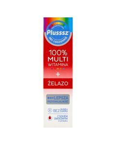 Plusssz 100% Multiwitamina + Żelazo, tabletki musujące, 20 szt.