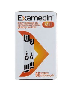 Examedin FAST, testy paskowe do oznaczania stężenia glukozy we krwi, 50 szt.