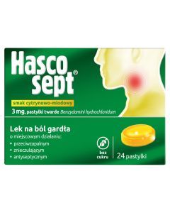 Hascosept smak cytrynowo-miodowy, 3 mg, pastylki twarde, 24 szt.