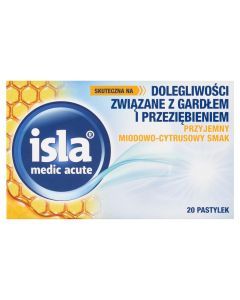 Isla medic acute miodowo-cytrusowa, pastylki do ssania, 20 szt.