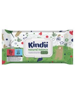 Kindii Natural Balance, chusteczki dla niemowląt i dzieci, 60 szt.