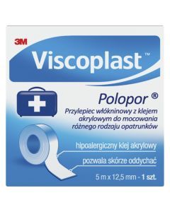 Viscoplast Polopor, przylepiec włókninowy, 5 m x 12,5 mm, 1 szt.
