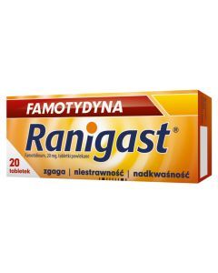 Famotydyna Ranigast, 20 mg, tabletki powlekane, 20 szt.