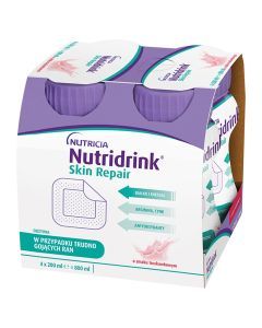 Nutridrink Skin Repair, smak truskawkowy, płyn, 4 x 200 ml