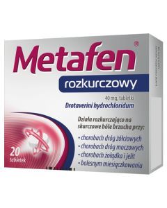 Metafen Rozkurczowy, 40 mg, tabletki, 20 szt.