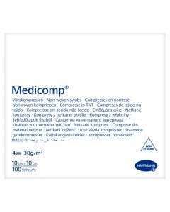 Medicomp, niejałowe kompresy z włókniny, 4-warstwowe, 10 cm x 10 cm, 100 szt.