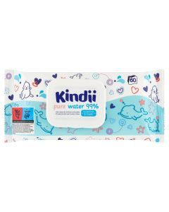 Kindii Pure Water 99%, nawilżane chusteczki, 60 szt.