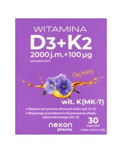 Witamina D3+K2, kaps., 30 szt